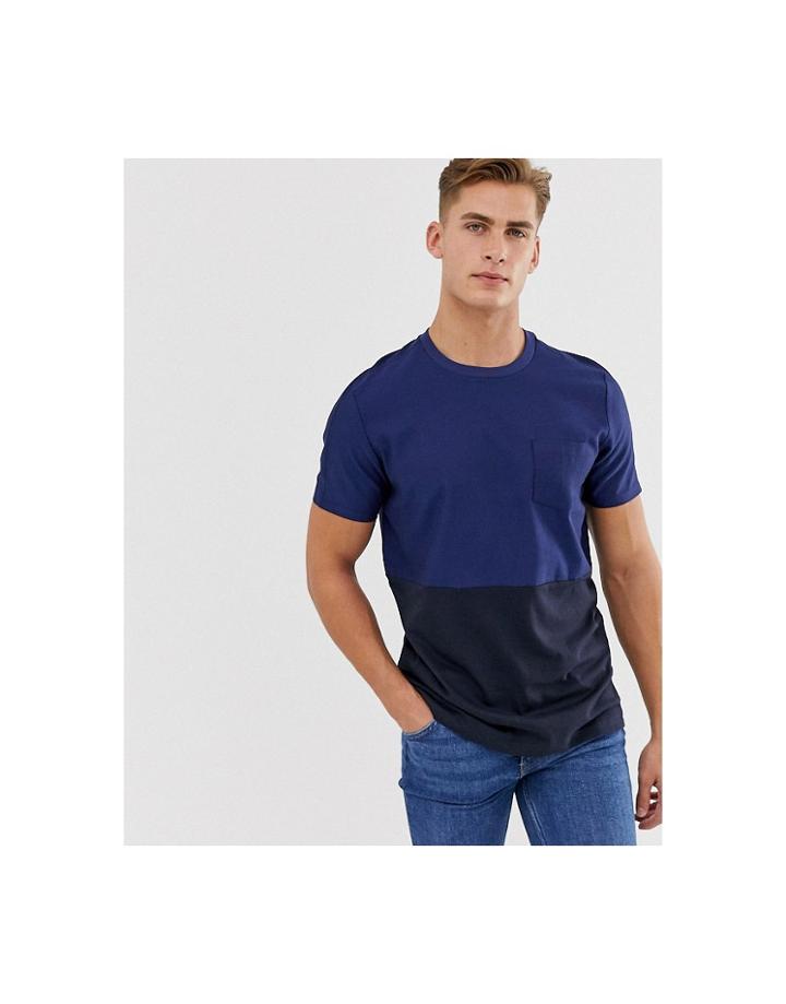 Jack & Jones Premium One Pocket Block Color T-shirt In Navy