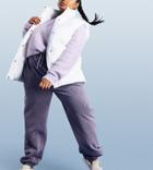 Asos Design Curve Quilted Fleece Sweatpants In Dusty Lilac-purple