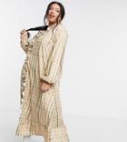 Lola May Curve Smock Dress In Plaid With Drop Hem Detail-neutral
