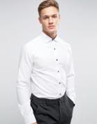 Selected Homme Longsleeve Slim Shirt In Texture - White