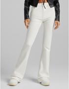 Bershka Flare Jean In Ecru-white