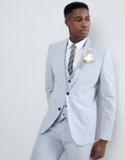 Farah Skinny Wedding Suit Jacket In Cross Hatch-blue