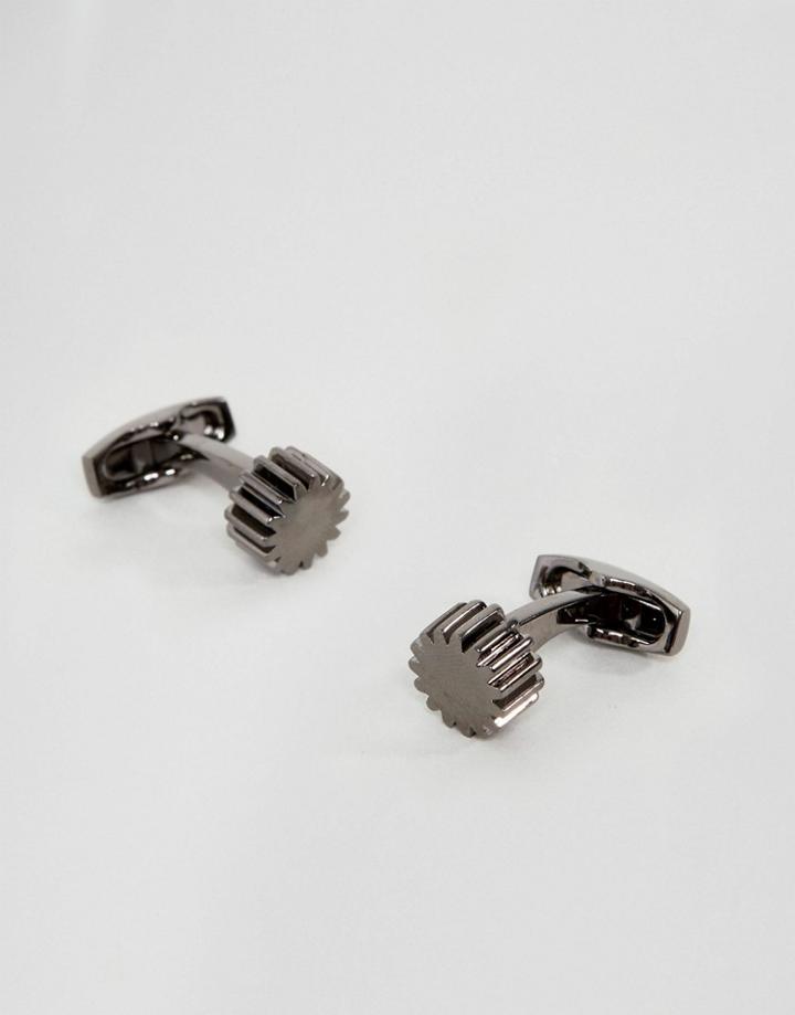 Simon Carter Cog Cufflink In Gunmetal - Silver