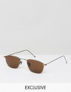 Reclaimed Vintage Square Sunglasses With Brown Lens - Brown