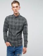 Asos Skinny Denim Check Shirt - Green