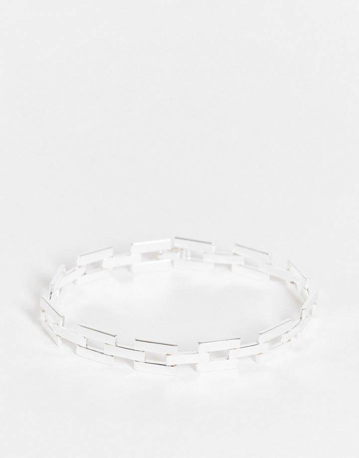 Asos Design Watch Chain Bracelet With Real Silver Plate