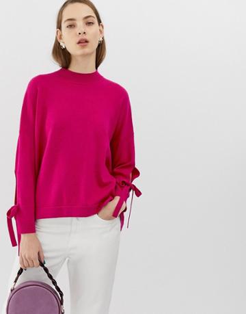 Max & Co Oversized Sweater With Tie Sleeve - Pink