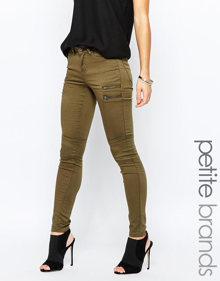Noisy May Petite Slim Biker Jean - Green