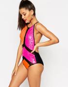 Jaded London Color Block Sequin Swimsuit - Multi