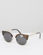 Monki Cateye Tortoise Sunglasses - Brown