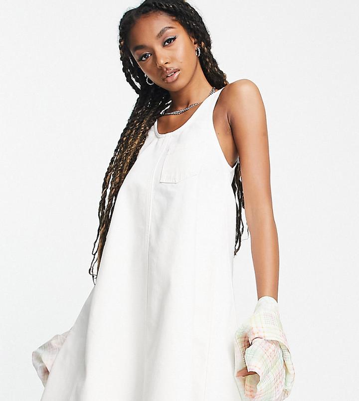 Collusion Denim Mini Swing Dress In White