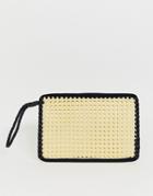 Asos Design Straw Clutch Bag With Handle-brown