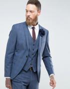 Selected Homme Skinny Wedding Suit Jacket In Blue Check - Blue