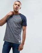 Esprit Space Dye T-shirt With Contrast Raglan Sleeve - Navy