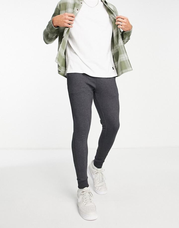 Asos Design Organic Skinny Sweatpants In Charcoal-black