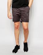 Asos Stretch Slim Chino Shorts With Rips In Washed Black - Washed Black