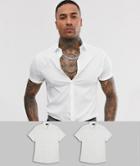 Asos Design Skinny Shirt 2 Pack In White Save