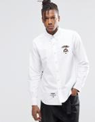 Aape By A Bathing Ape Basic Long Sleeve Shirt In Slim Fit - White