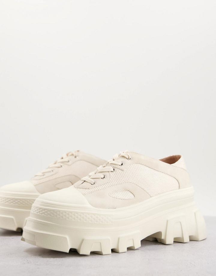 Public Desire Man Ransom Chunky Lace Up Shoes In Beige-neutral