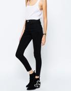Asos Ridley High Waist Skinny Jeans In Clean Black - Clean Black