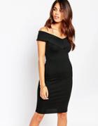 Lipstick Boutique Ava Off Shoulder Dress - Heavy Black Rib