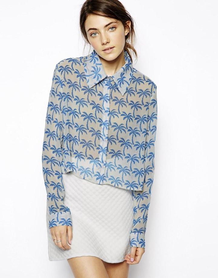 Sister Jane Shirt In Tropical Palm Print