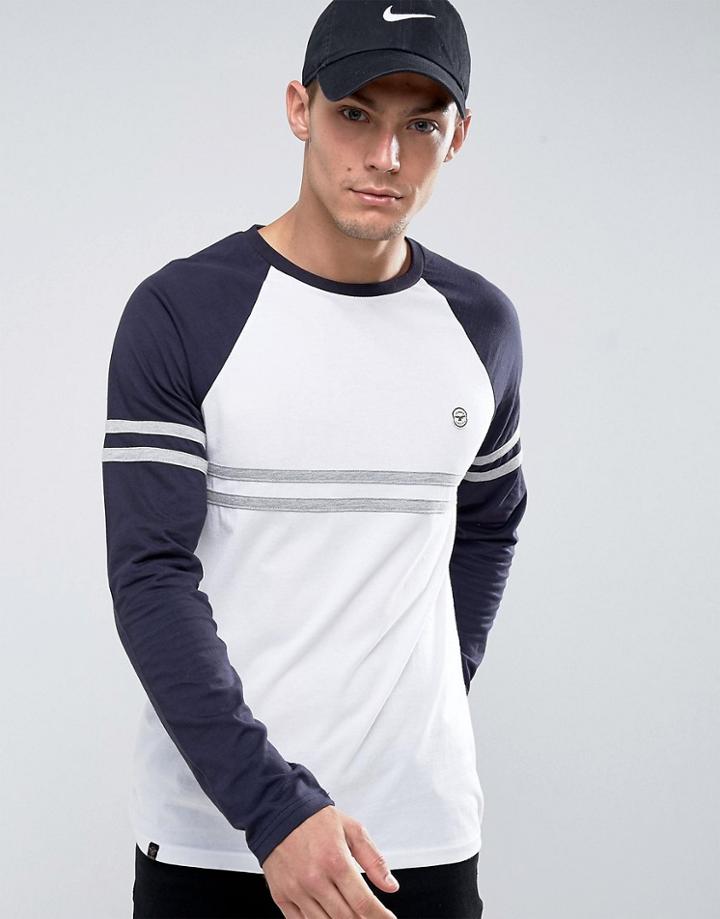Le Breve Raglan Cut And Sew Long Sleeve Top - White