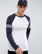 Le Breve Raglan Cut And Sew Long Sleeve Top - White