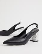 New Look Slingback Marble Heel In Black - Black