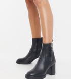Asra Exclusive Hattie Chunky Heeled Ankle Boots In Black Leather
