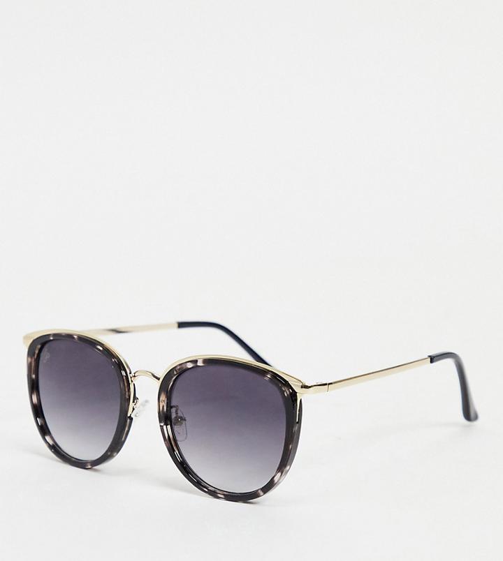 Jeepers Peepers Womens Round Sunglasses In Black/gray Tort - Exclusive To Asos-gold