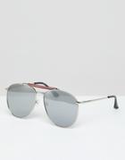 7x Aviator Sunglasses With Mirror Lens - Silver
