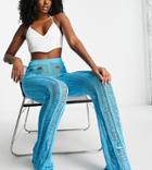 Asyou Knit Ladder Pants In Blue - Part Of A Set