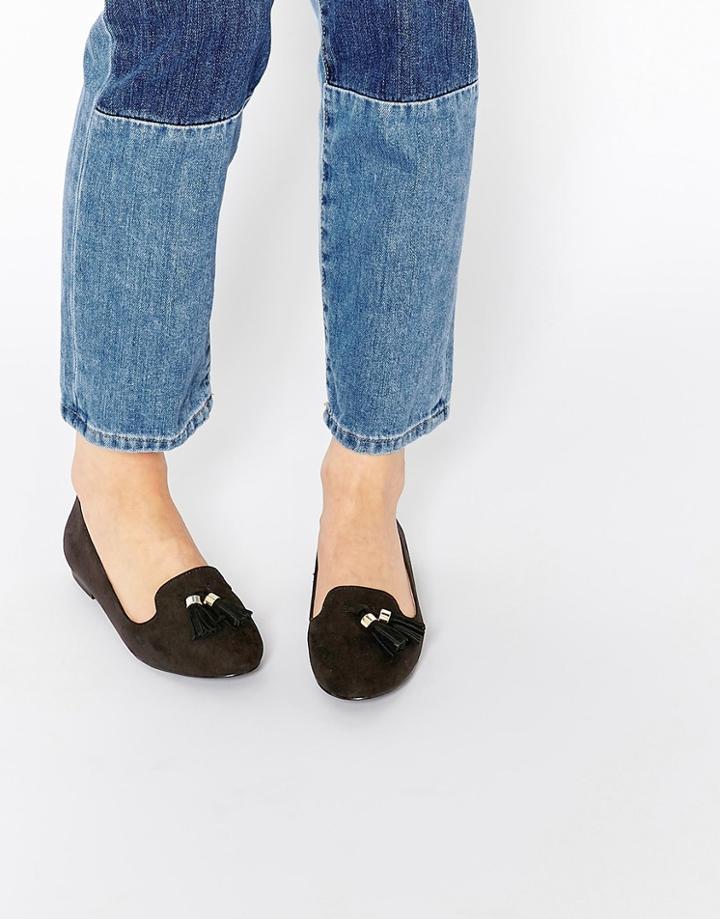 Oasis Tassel Front Suedette Pump - Black