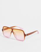 Asos Design Recycled Oversized Aviator Sunglasses In Grad Fade-multi