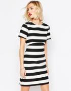 Asos Stripe A-line Dress In Structured Fabric - Mono