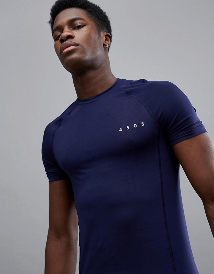Asos 4505 Muscle T-shirt With Quick Dry In Navy - Navy