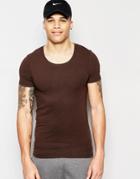 Asos Extreme Muscle T-shirt With Scoop Neck And Stretch - Black Coffee