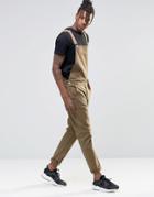 Asos Overalls In Bow Leg In Khaki - Khaki