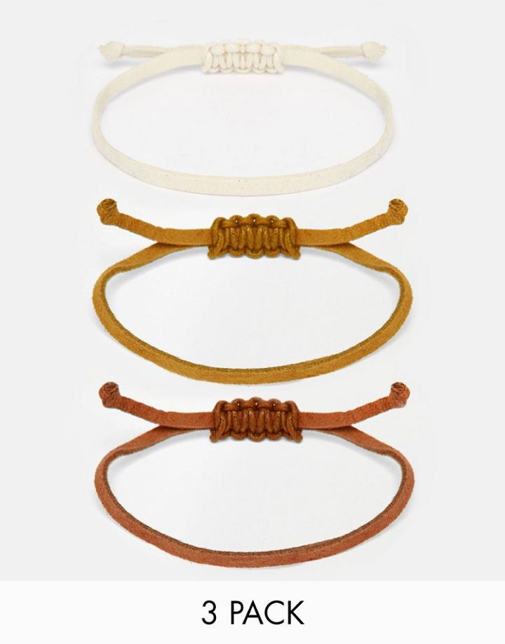 Asos Rope Bracelet Pack - Brown