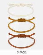 Asos Rope Bracelet Pack - Brown