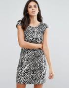 Jasmine Animal Print Shift Dress - Black