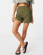 Asos 4505 Woven Shorts With Button Front Detail-white
