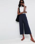 Asos Clean Culotte With Side Split - Navy
