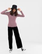 Only Bella Stripe Ribbed Long Sleeved T-shirt - Red