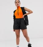 Collusion Petite Nylon Shorts With Reflective Binding-black