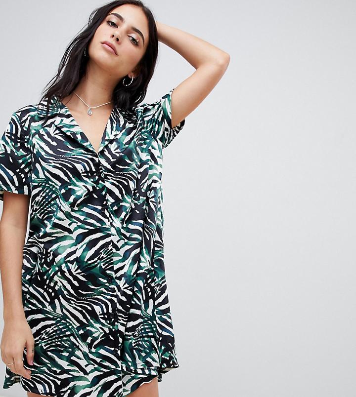 Milk It Vintage Shirt Dress In Palm Print - Multi