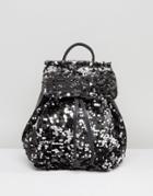 Missguided Sequin Backpack - Black