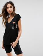 Pieces Billo Patch T-shirt - Black