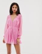 Finders Keepers Bella Button Down Mini Dress-pink